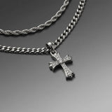 Collier Double Rang À Crucifix 15 Mm