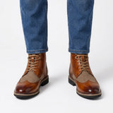 Bottines Brogues À Lacets À Bout Ailé Pour Hommes