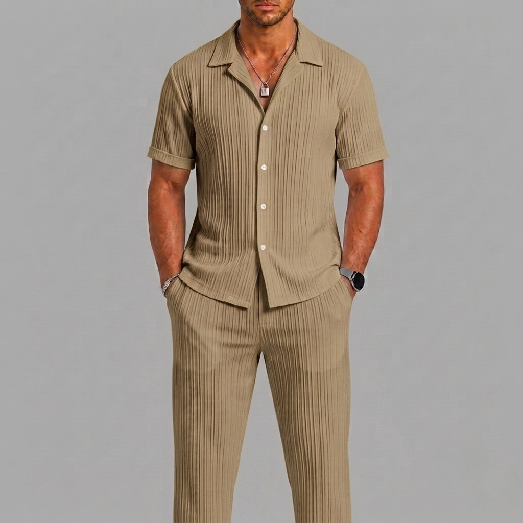 Celvoir | Ensemble Chemise Manches Courtes Avec Pantalon Pour Hommes