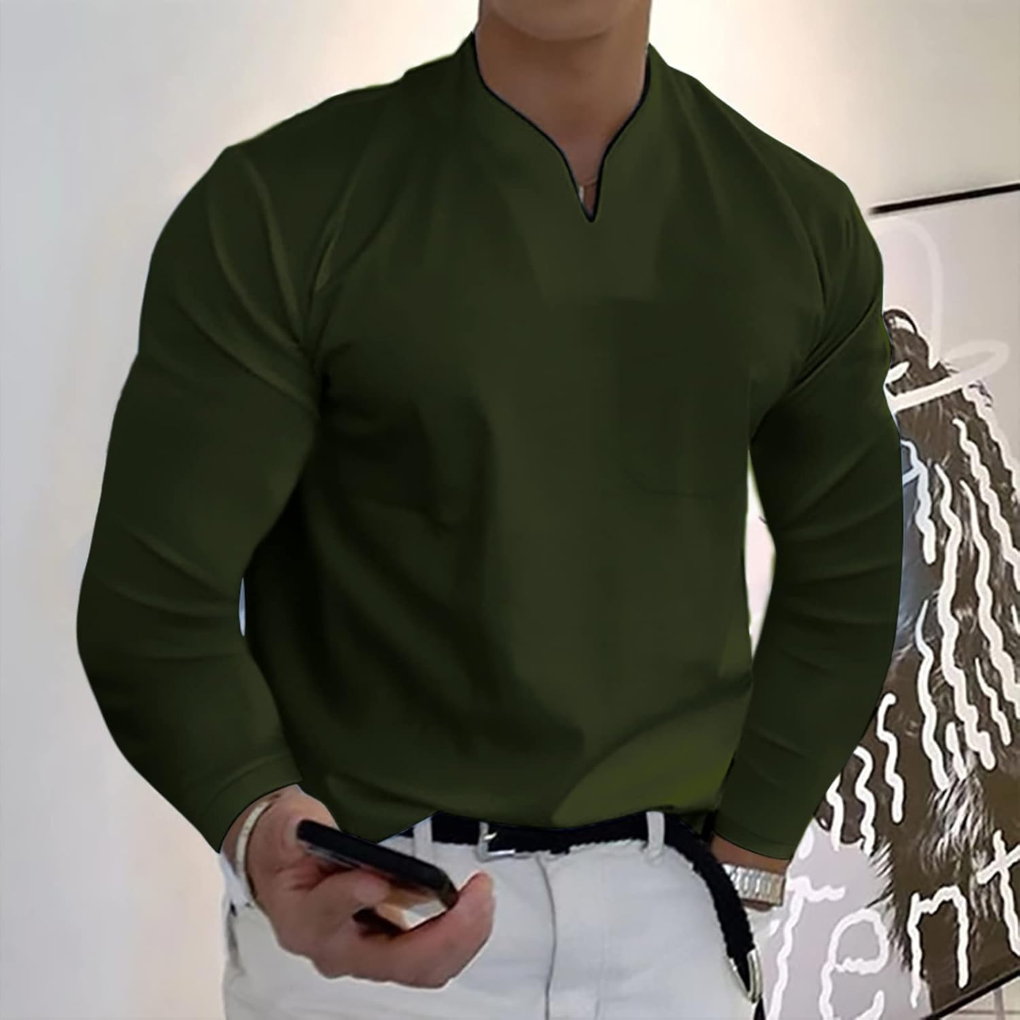 CELVOIR | POLO MANCHES LONGUES COL V POUR HOMME
