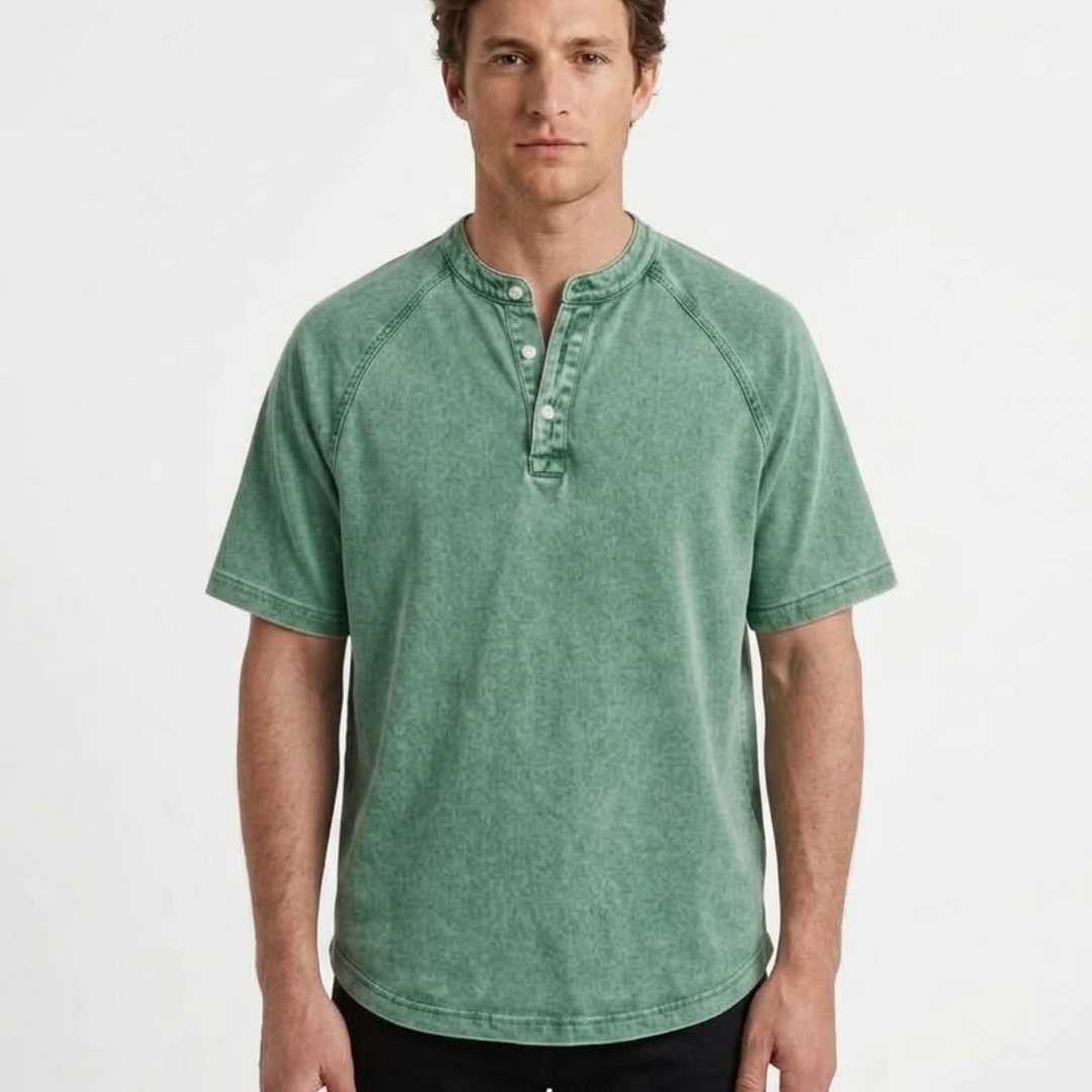 T-Shirt Henley Vintage Pour Homme