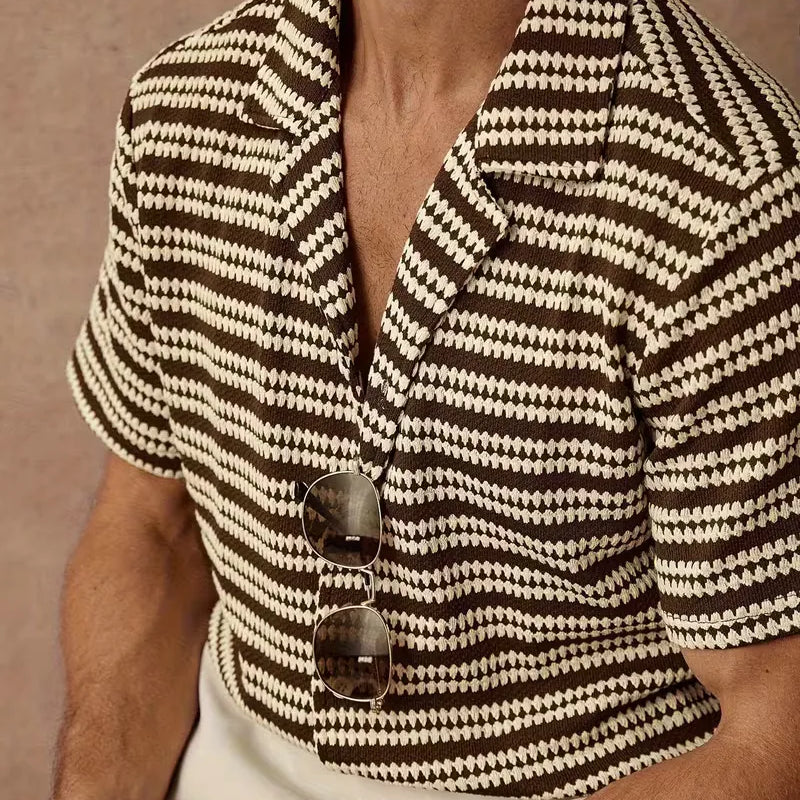 Chemise Texturée À Col V Pour Hommes