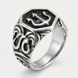 Bague À Emblème Trident Argenté