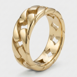 Bague À Maillons Plats Dorés