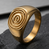 Bague À Emblème Spirale Doré
