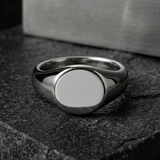 Bague Chevalière Ronde Argentée