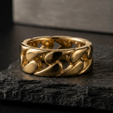 Bague À Maillons Plats Dorés