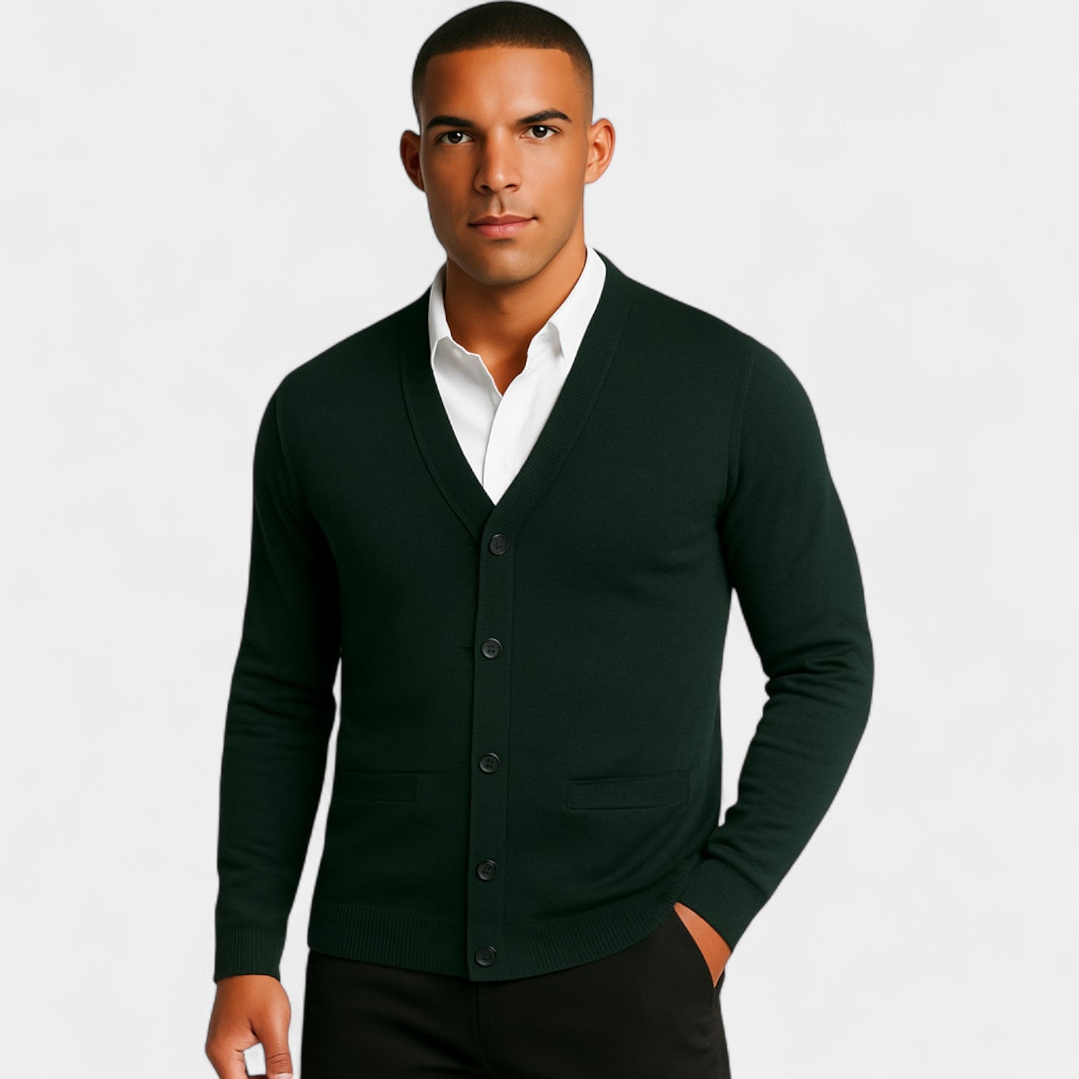 CELVOIR | CARDIGAN HOMME MAILLE COTON COL V
