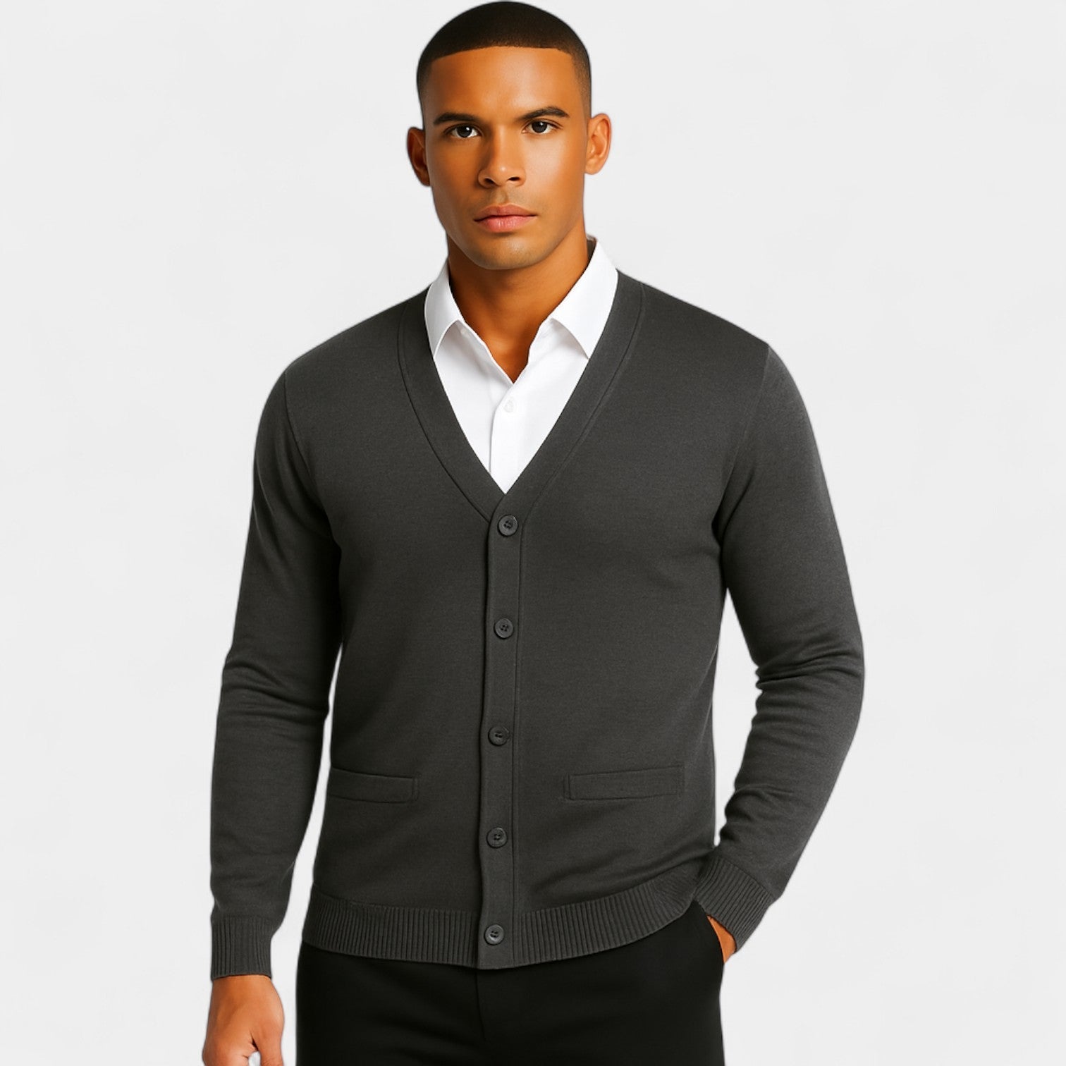 CELVOIR | CARDIGAN HOMME MAILLE COTON COL V