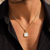 Collier Doré À Pendentif Carré Pour Hommes
