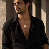 Collier Doré À Pendentif Carré Pour Hommes