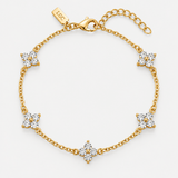 Bracelet Doré À Cinq Motifs Trèfle Et Zircones