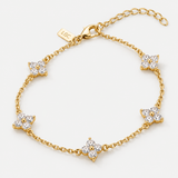 Bracelet Doré À Cinq Motifs Trèfle Et Zircones