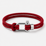 Bracelet Tressé Bordeaux À Fermoir Manille En U Pour Hommes