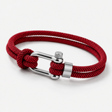Bracelet Tressé Bordeaux À Fermoir Manille En U Pour Hommes