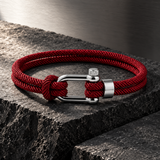 Bracelet Tressé Bordeaux À Fermoir Manille En U Pour Hommes