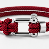 Bracelet Tressé Bordeaux À Fermoir Manille En U Pour Hommes