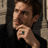 Chevalière Carrée En Malachite Naturelle Pour Hommes