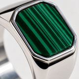 Chevalière Carrée En Malachite Naturelle Pour Hommes