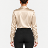 Blouse Élégante À Encolure Drapée Et Col Classique