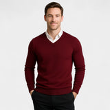CELVOIR | PULL HOMME COL V MAILLE FINE