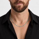Collier Chaîne Argentée À Pierres Colorées Pour Hommes