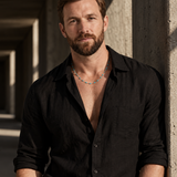 Collier Chaîne Argentée À Pierres Colorées Pour Hommes