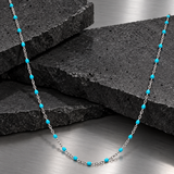 Collier Chaîne Argentée À Pierres Colorées Pour Hommes