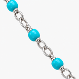 Collier Chaîne Argentée À Pierres Colorées Pour Hommes