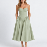 Robe Midi Élégante À Corset Pour Femmes