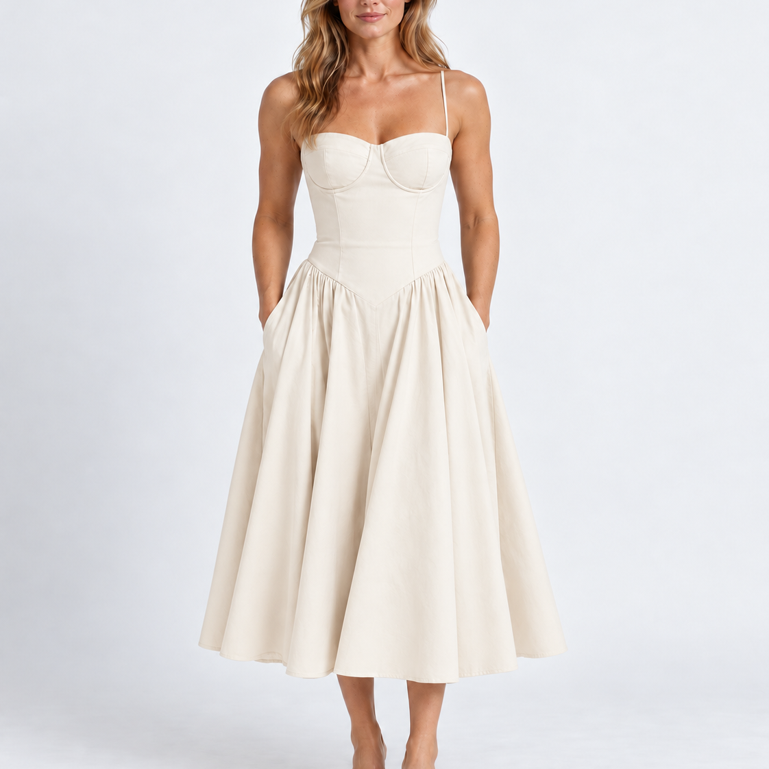 Robe Midi Élégante À Corset Pour Femmes