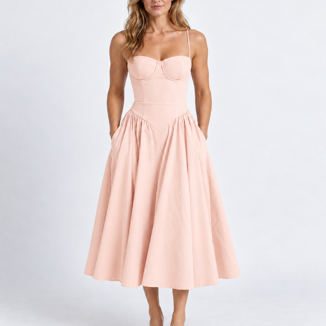 Robe Midi Élégante À Corset Pour Femmes