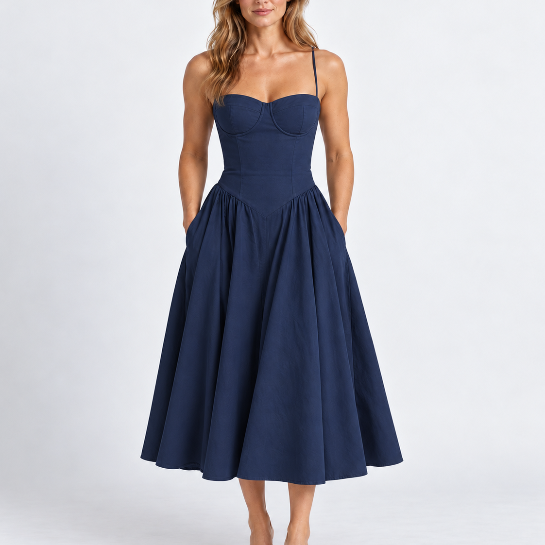Robe Midi Élégante À Corset Pour Femmes