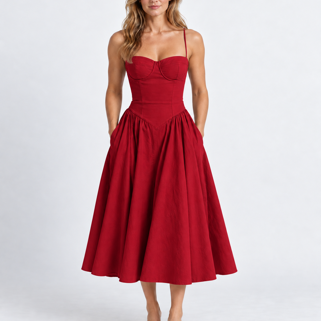 Robe Midi Élégante À Corset Pour Femmes