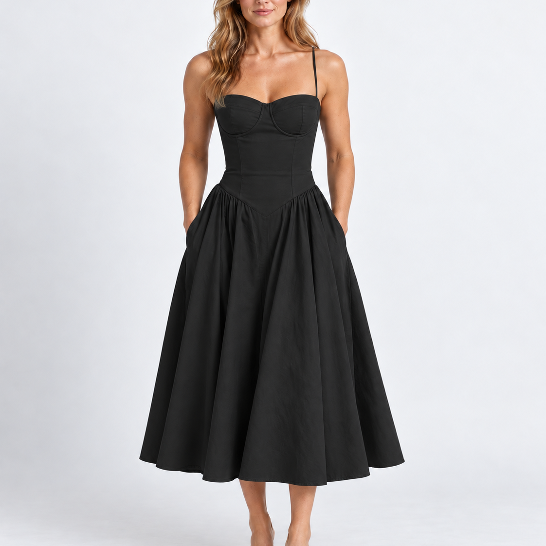 Robe Midi Élégante À Corset Pour Femmes
