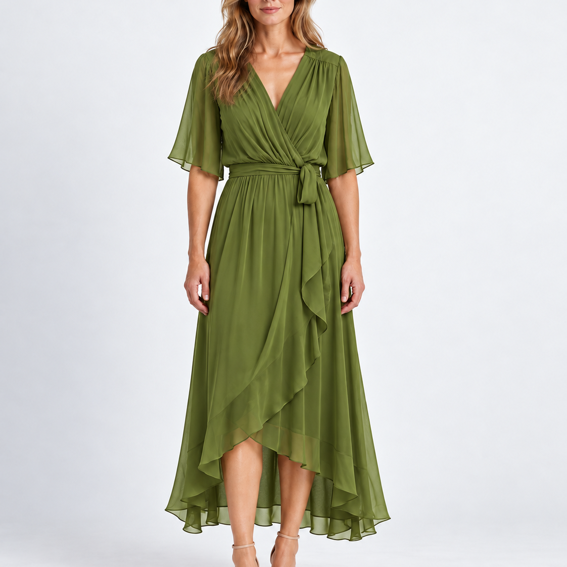 Robe Maxi Élégante À Encolure Cache-Cœur Pour Femmes