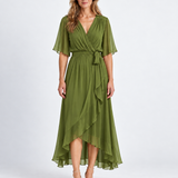Robe Maxi Élégante À Encolure Cache-Cœur Pour Femmes