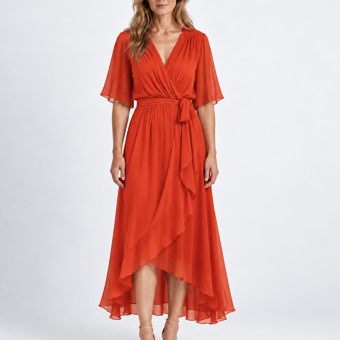 Robe Maxi Élégante À Encolure Cache-Cœur Pour Femmes
