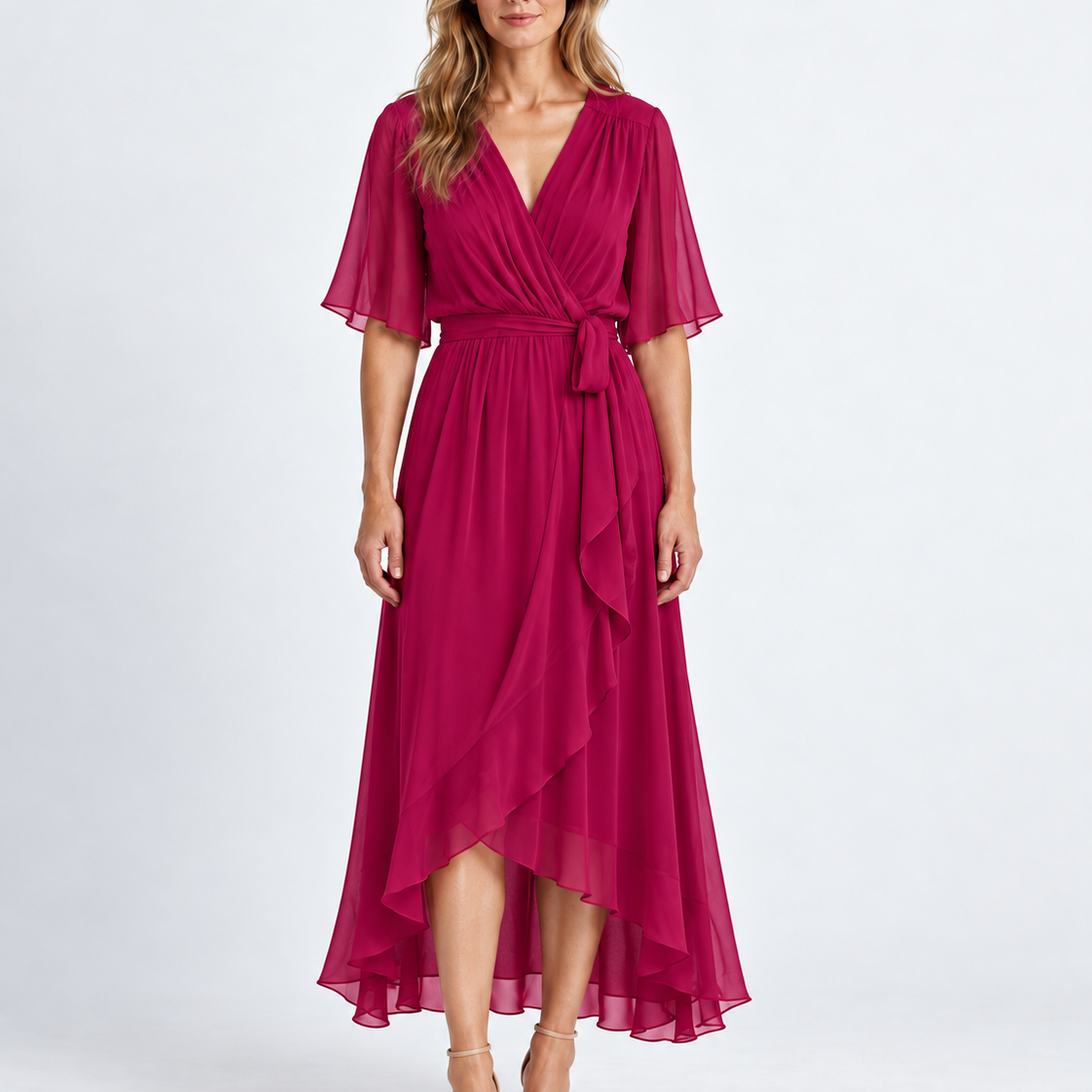 Robe Maxi Élégante À Encolure Cache-Cœur Pour Femmes