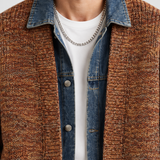 Veste En Maille Avec Détails En Denim Pour Hommes