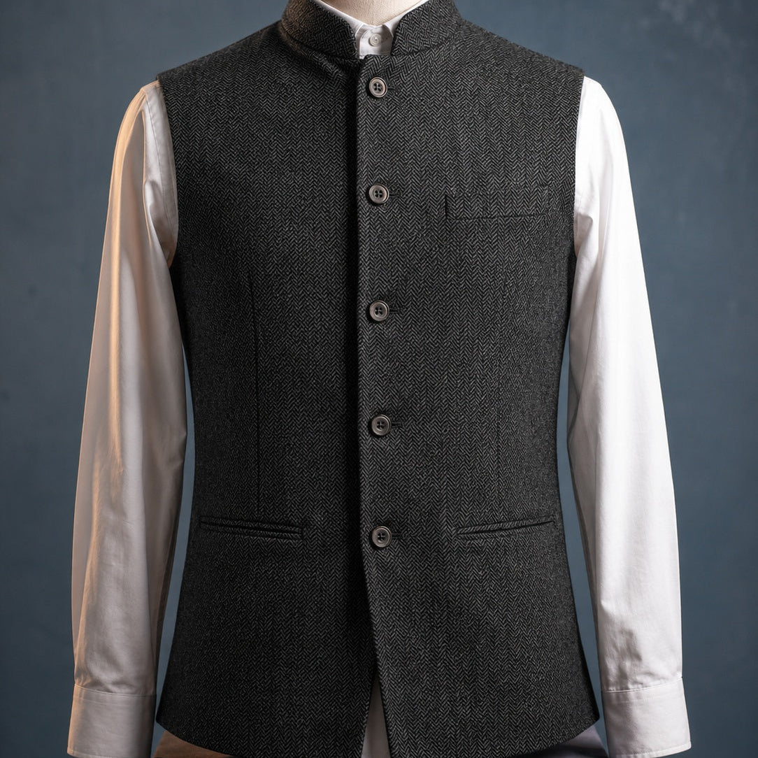 Celvoir | Gilet À Col Mao Avec Fermeture Boutonnée Pour Hommes
