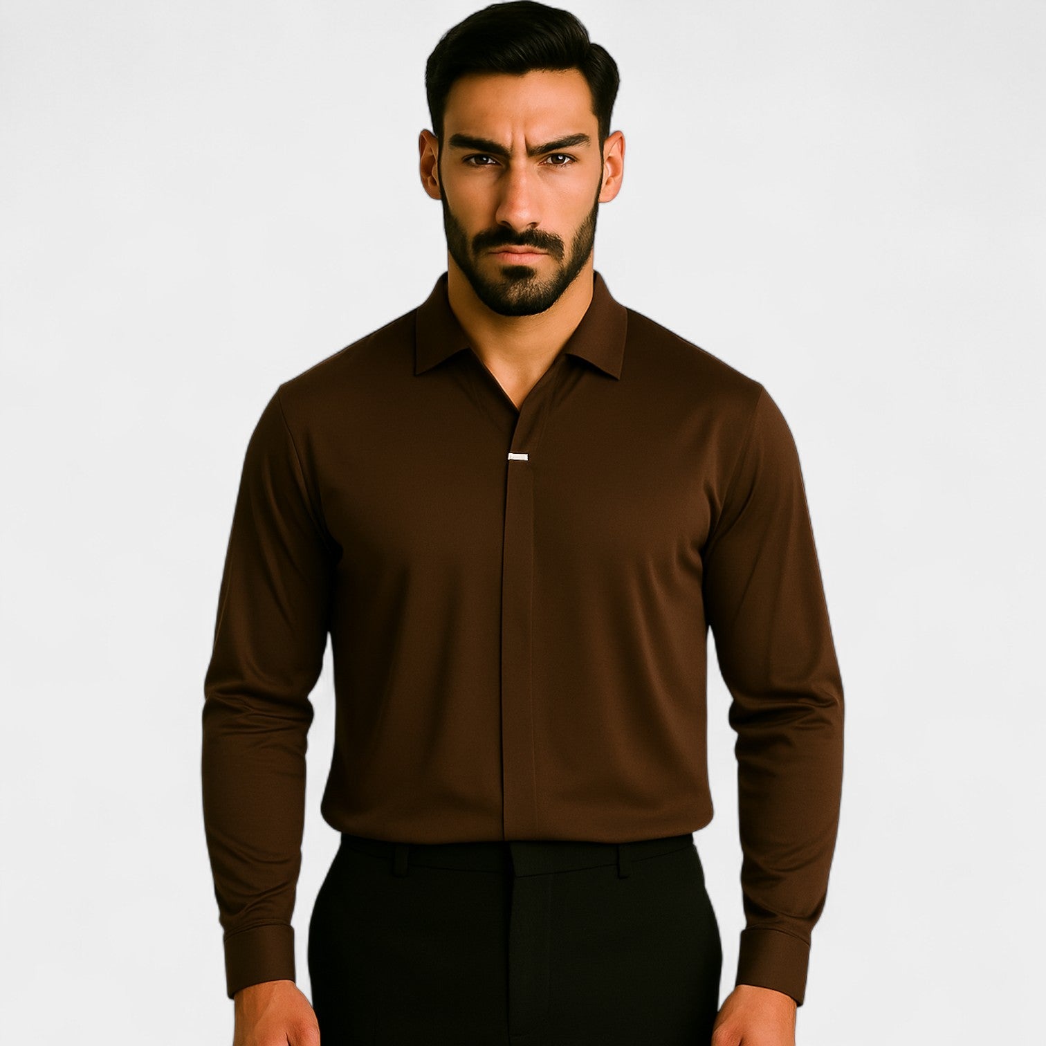 CELVOIR | CHEMISE HOMME COL V MANCHES LONGUES