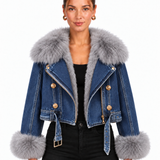Veste Ceinturée À Col Oversize Et Boutons Dorés Pour Femmes