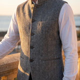 Celvoir | Gilet À Col Mao Avec Fermeture Boutonnée Pour Hommes