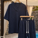 Celvoir | Ensemble Tricoté Avec Col V Et Short Pour Hommes
