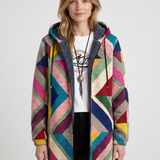 Cardigan À Capuche Et Motif Géométrique Pour Femmes