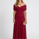 Robe Midi Décontractée À Épaules Dénudées Pour Femmes