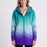 Cardigan Zippé À Capuche Et Motif Dégradé Pour Femmes
