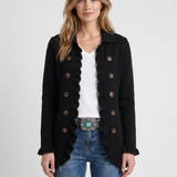 Veste Côtelée À Volants Et Double Boutonnage Pour Femmes