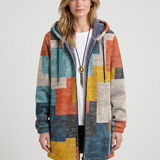 Cardigan À Capuche Et Motif Patchwork Pour Femmes